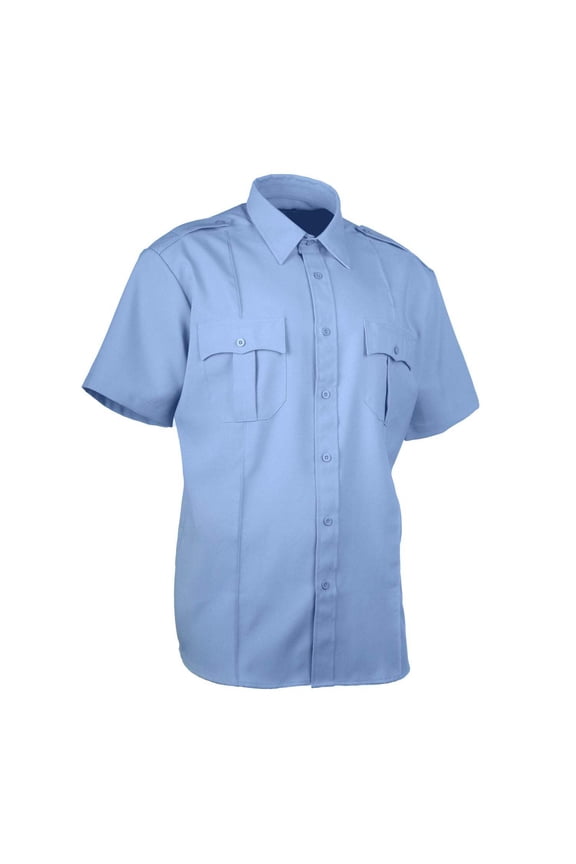 Polycotton Short Sleeve Uniform Shirt - Light Blue - M