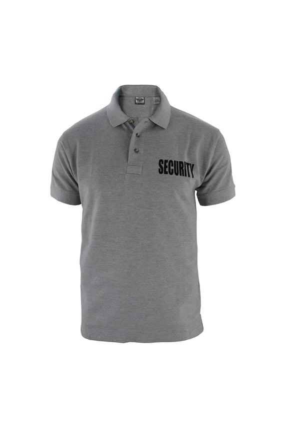 First Class Polycotton Utility Security Polo Shirts - Heather Gray with Black ID - M