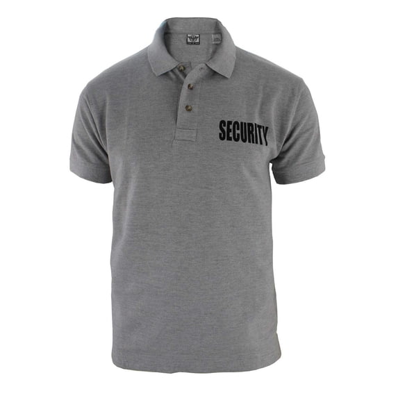 First Class Polycotton Utility Security Polo Shirts - Heather Gray with Black ID - XL