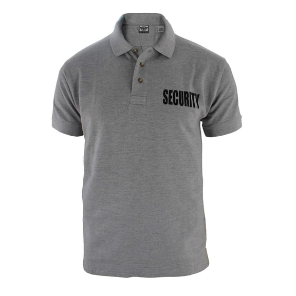 First Class Polycotton Utility Security Polo Shirts - Heather Gray with Black ID - XL
