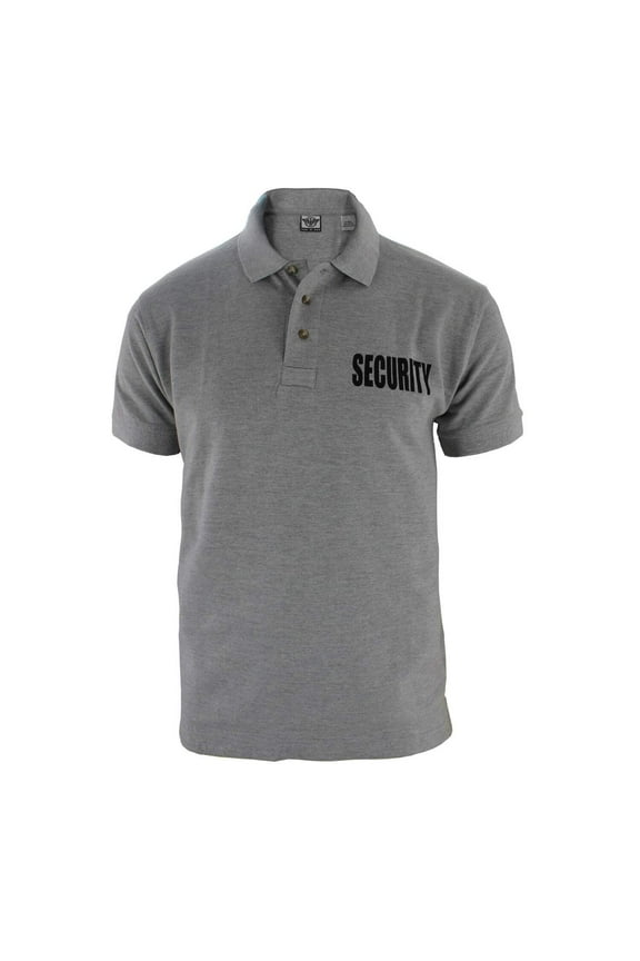 First Class Polycotton Utility Security Polo Shirts - Heather Gray with Black ID - XL