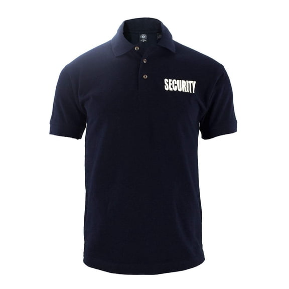 First Class Polycotton Utility Security Polo Shirts - Navy Blue with White ID - L