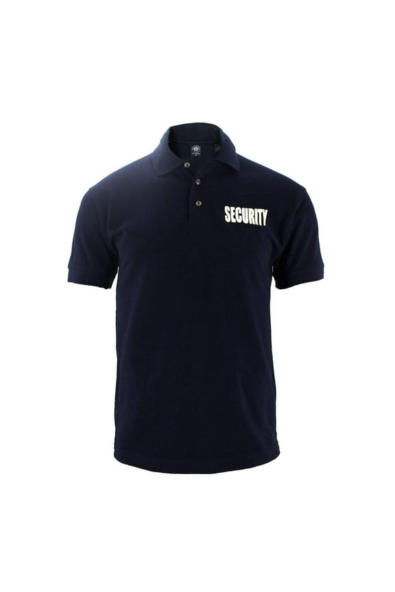 Polycotton Utility Security Polo Shirts - Navy Blue with White ID - S