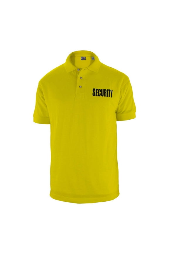 First Class Polycotton Utility Security Polo Shirts - Yellow with Black ID - 2XL