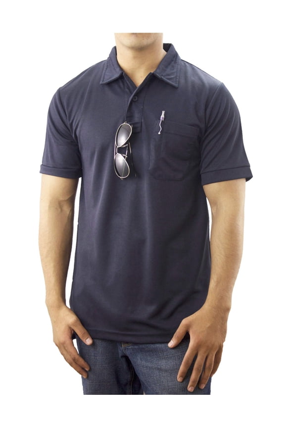 First Class Pro-Dry Polo Shirt with One Pocket - Navy Blue - Large