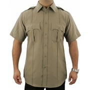 First Class Short Sleeve Polyester Wrinkle Resistant Button Up Shirts Mens L
