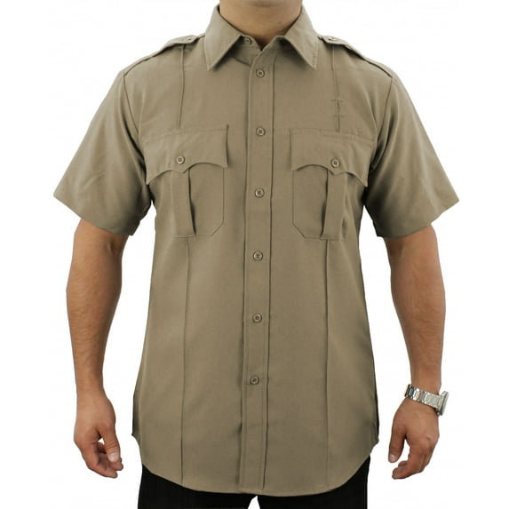 First Class Short Sleeve Polyester Wrinkle Resistant Button Up Shirts (Men's L)
