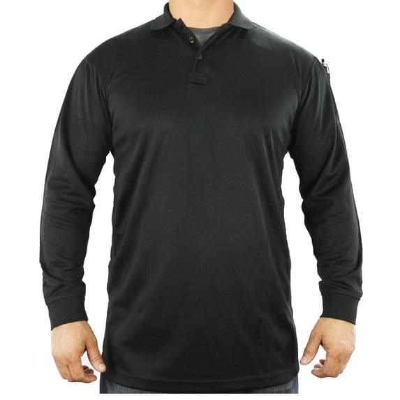 First Class Tactical Performance Long Sleeve Polo Shirt - Black - 4XL