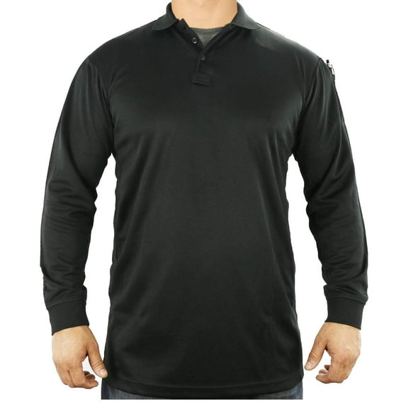 First Class Tactical Performance Long Sleeve Polo Shirt - Black - X-Small