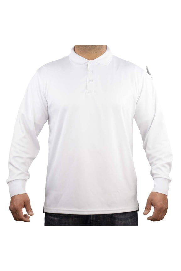 First Class Tactical Performance Long Sleeve Polo Shirt - White - Medium