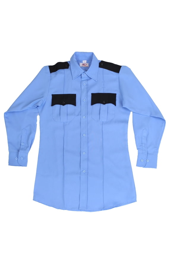 Two Tone Long Sleeve Uniform Shirt - Light Blue - 4XL