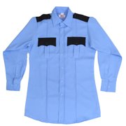 First Class Two Tone Long Sleeve Uniform Shirt - Light Blue - S