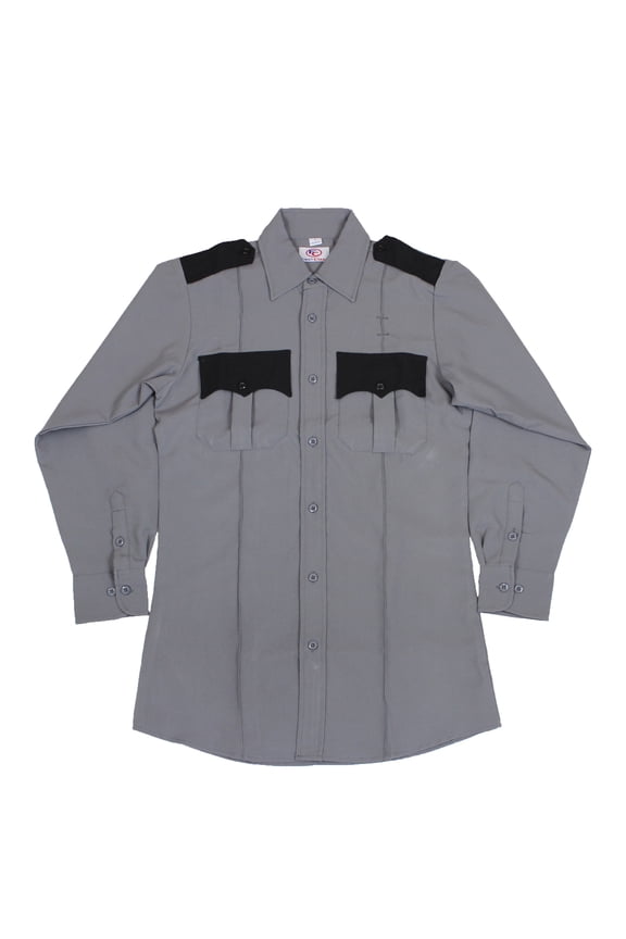 Two Tone Long Sleeve Uniform Shirt - Light Gray - 5XL