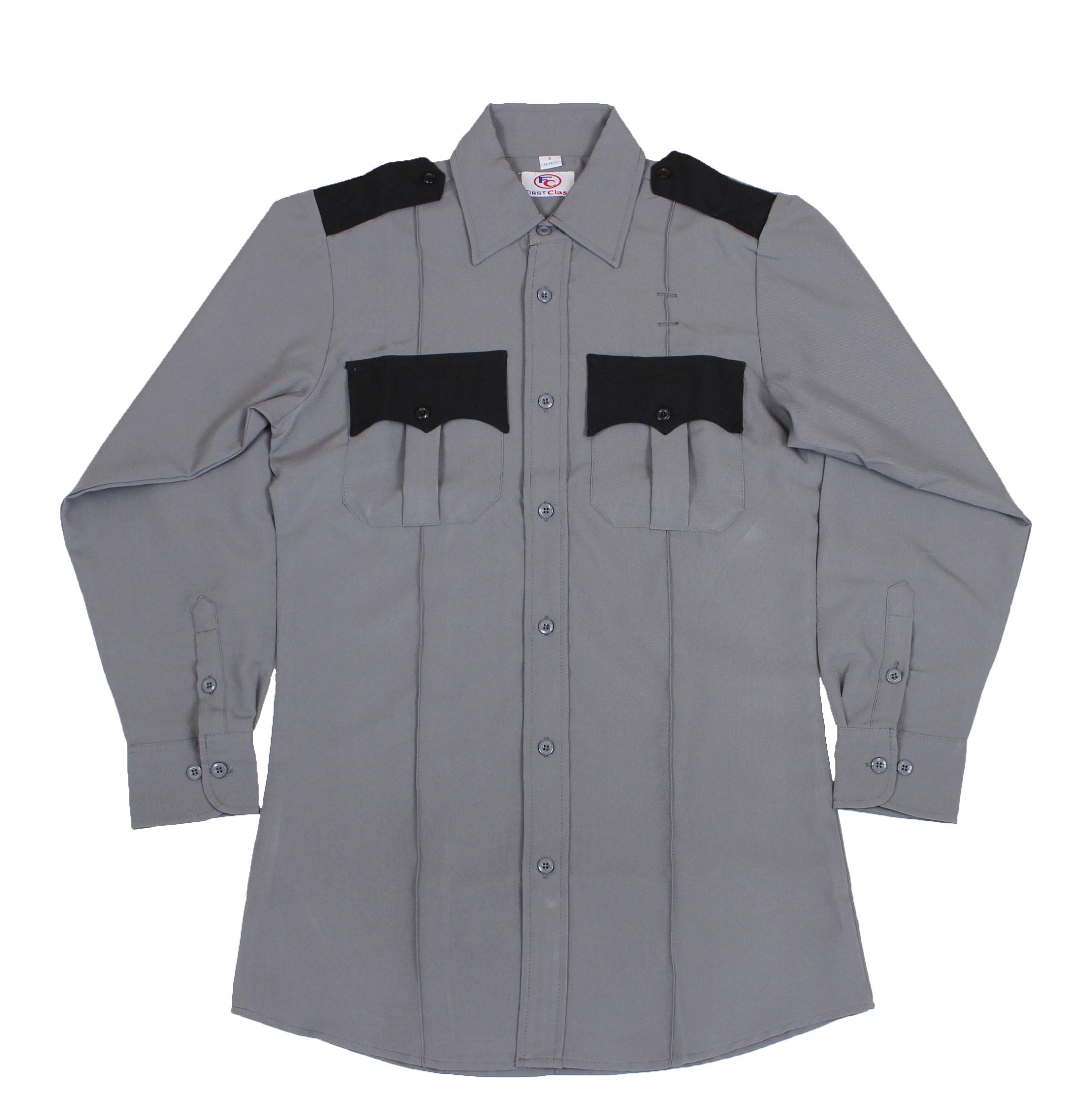 First Class Two Tone Long Sleeve Uniform Shirt - Light Gray - S