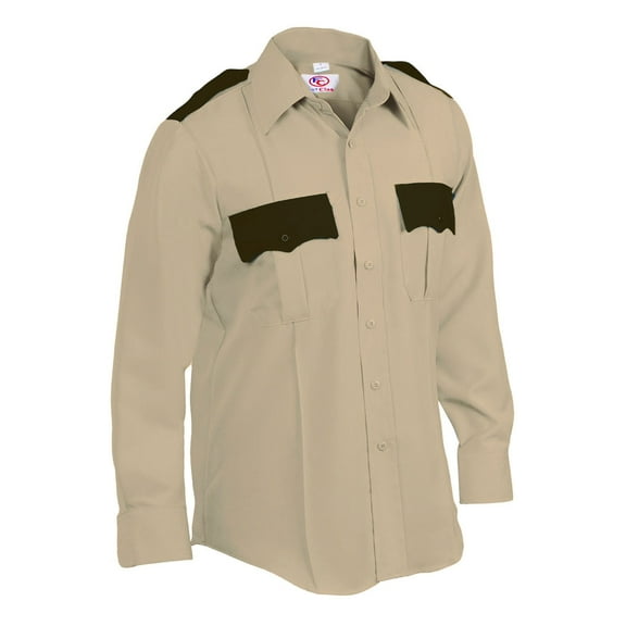 First Class Two Tone Long Sleeve Uniform Shirt - Tan - L