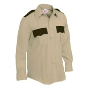 First Class Two Tone Long Sleeve Uniform Shirt - Tan - M