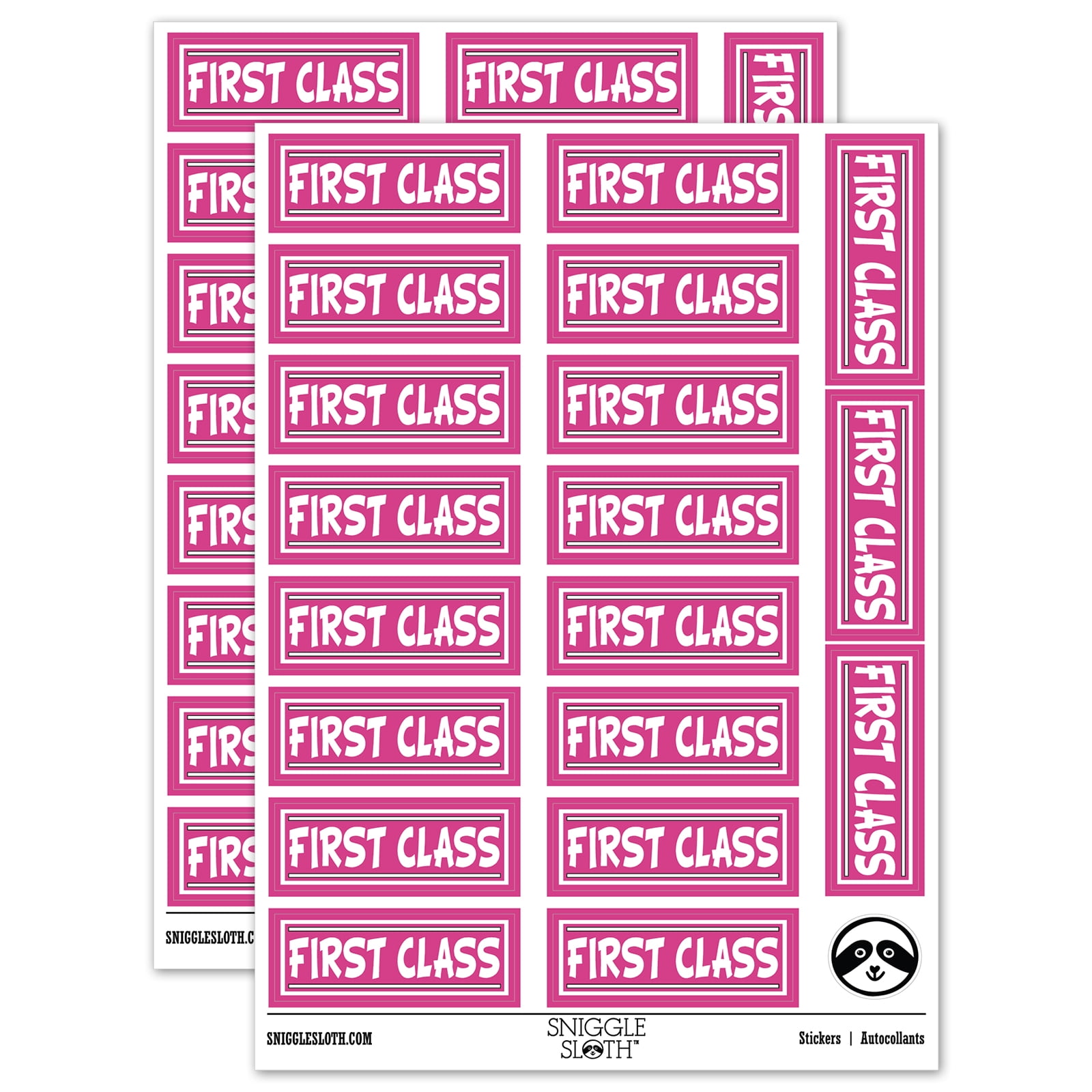 First Class with Border Mail Sticker Set - Hot Pink - Gloss Finish - 2. ...