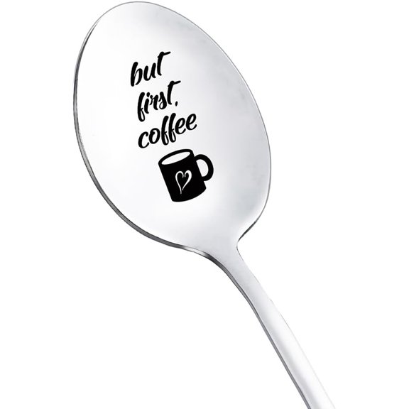 But First Coffee Spoon Gift for Women Men Coffee Lover Gifts for Him Her Christmas Birthday Gifts for Daughter Husband Funny Coffee Gift Spoons Engraved Stainless Steel Spoon