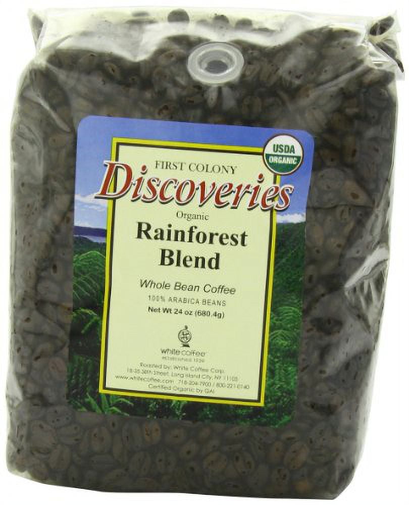 First Colony Organic Fair Trade Whole Bean Coffee, Rainforest, 24Ounce