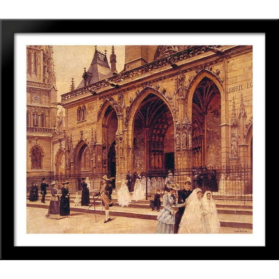 First Communion 32x28 Large Black Wood Framed Print Art by Jean Beraud