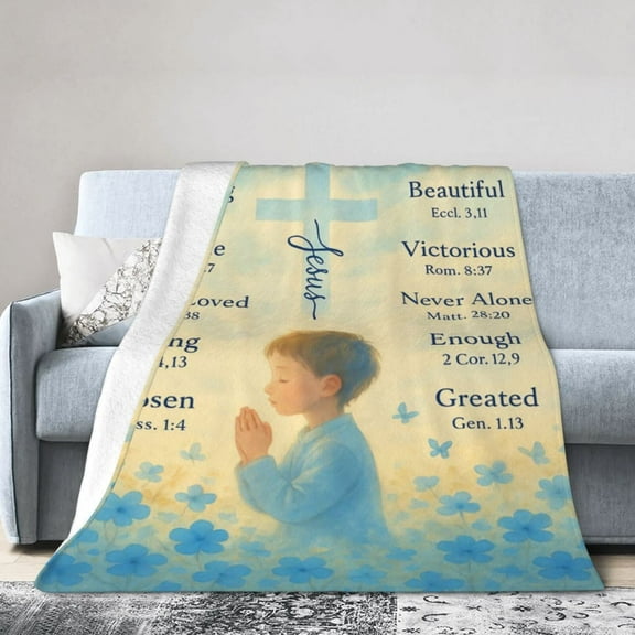 First Communion Blanket – Custom Faith Bible Throw Blanket with Name, First Holy Communion Gifts, Easter Inspirational Gift 60x50