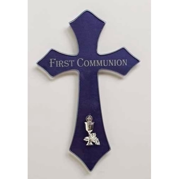 First Communion Blue Glass Cross Roman Inc