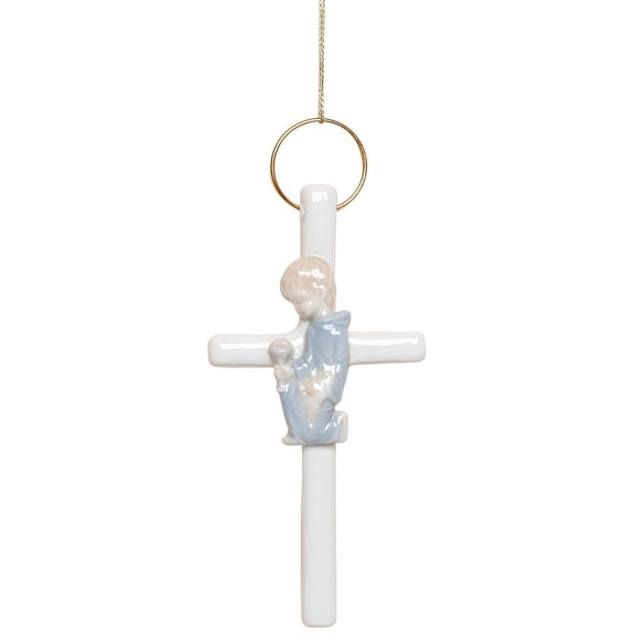 Cosmos R8001J First Communion Boy Cross Figurine, 5-Inch, Blue