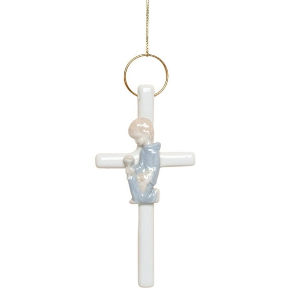 Cosmos R8001J First Communion Boy Cross Figurine, 5-Inch, Blue