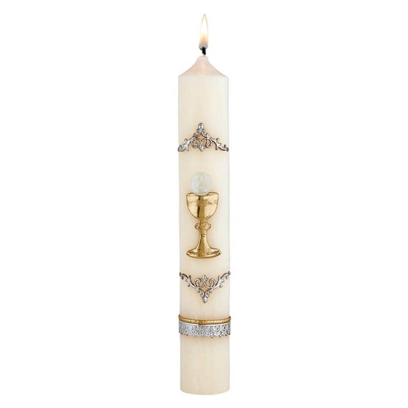 Will & Baumer N7369 First Communion Candle - Chalice & Host with Wax Relief
