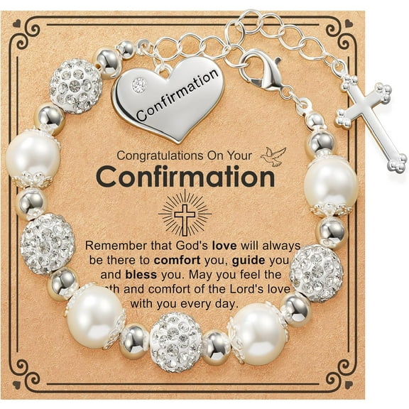 First Communion Confirmation Baptism Cross Bracelet, Catholic Jewelry Gifts for  Daughter Goddaughter Granddaughter 6+2 Inches