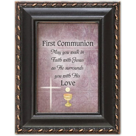 First Communion Cottage Garden Inspirational Distressed Black Tiny Frame