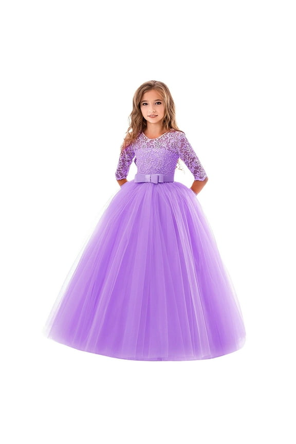 First Communion Dresses for Girls Flower Girl Lace Dress for Kids Wedding Bridesmaid Party Gown Princess Communion Puffy Tulle Dresses