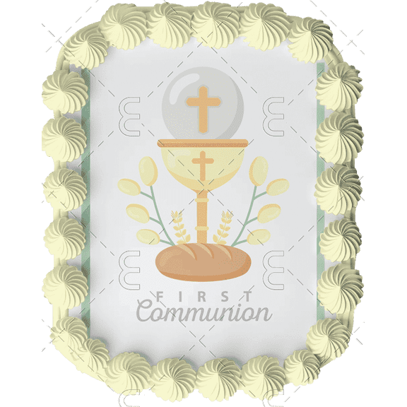 First Communion Edible Image Cake Topper for Half Sheet Cake, by Tnct. (1 Count)
