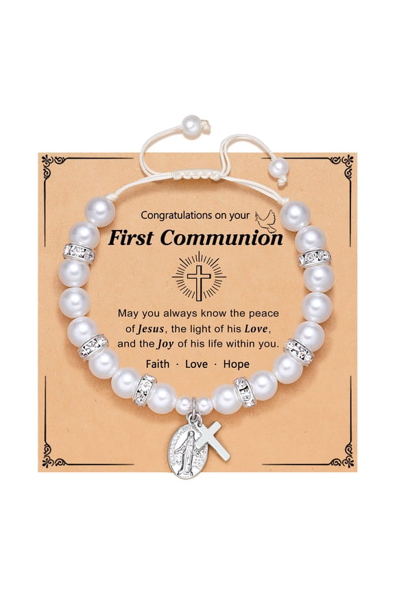 First Communion Gifts, Baptism, Easter Gifts for Teen Girls, Faith Christian Religious Bracelet for Girls