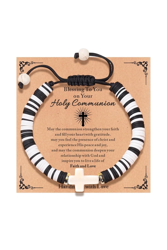 First Communion Gifts for Boys Catholic 1st Holy First Communion Decorations Faith Cross Bracelet Religious Birthday Baptism Confirmation Gifts for Teen Boys Graduation Gifts for Him