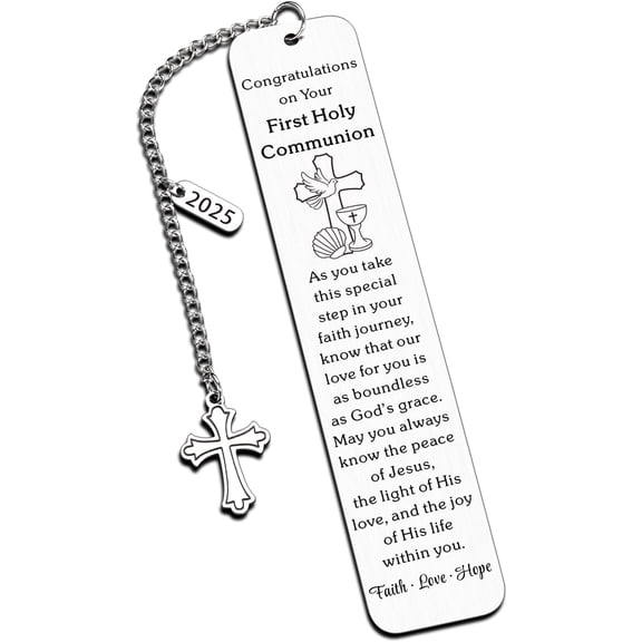 First Communion Gifts for Girls Boys - 2025 Catholic 1st Communion Gifts for Teens Easter Basket Stuffers First Holy Communion Bookmark Religious Christian Baptism Confirmation Gifts for Women Men