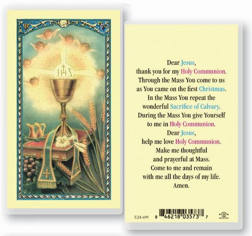First Communion Laminated Catholic Prayer Holy Card with Prayer on Back ...