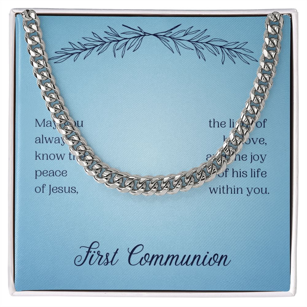 First Communion Chains First Communion May You Always Know the Peace of Jesus Cuban Chain ...