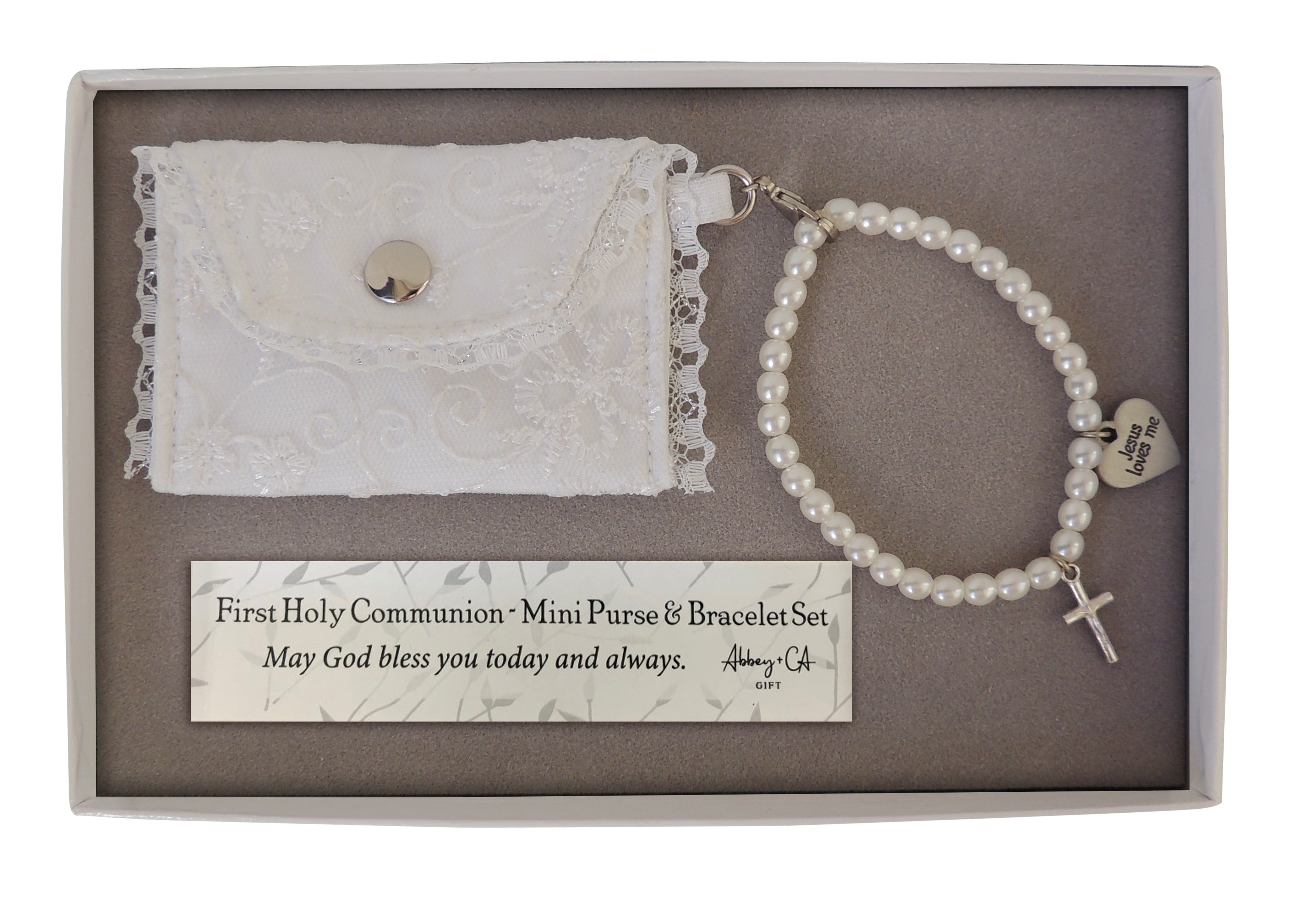 ABBEY + CA GIFT First Communion Purse With Pearl Bracelet