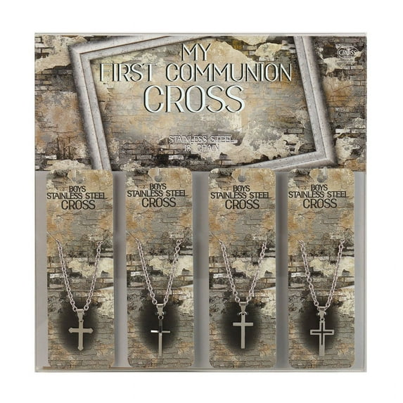 First Communion Stainless Steel Cross Necklace Assortment