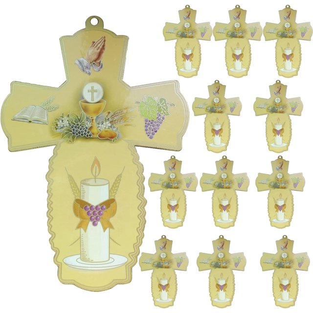 First Communion Wall Cross Favor 12PCS Cruz de Madera Recuerdo de Primera Comunion