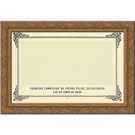 First Communion of Anaemic Young Girls in the Snow 24x18 Gold Ornate Wood Framed Canvas Art by Alphonse Allais