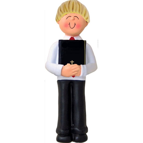 First Communion with Bible Male Blonde Personalized Christmas Ornament DO-IT-YOURSELF