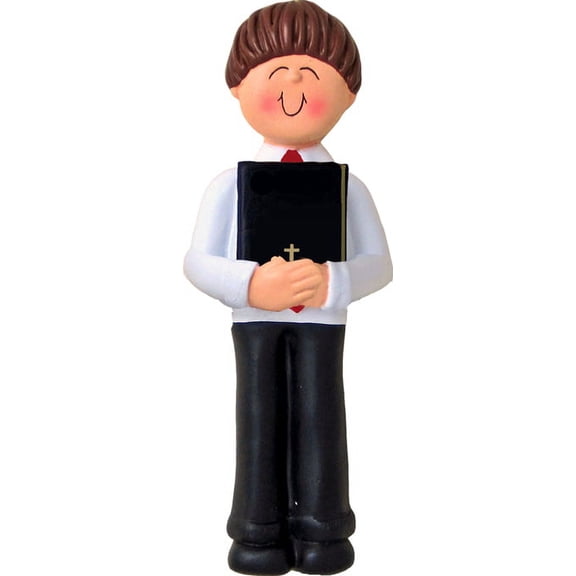 First Communion with Bible Male Brown Personalized Christmas Ornament DO-IT-YOURSELF