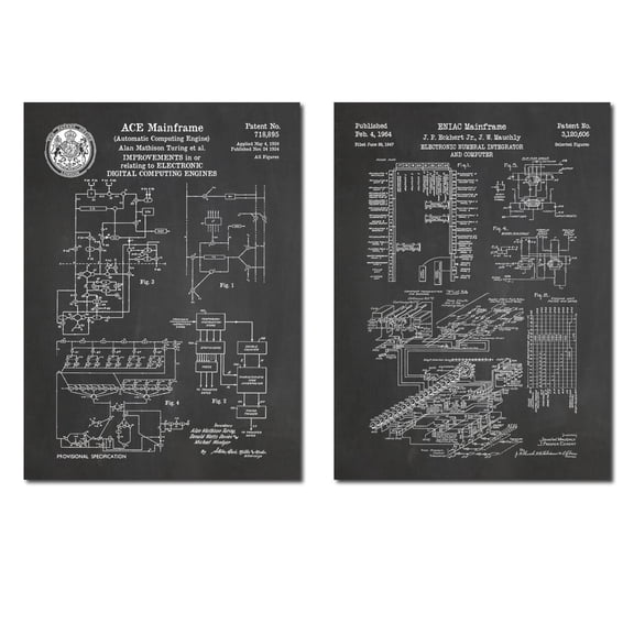 First Computers Patent Print Art Home Decor Office Wall Art Set 2
