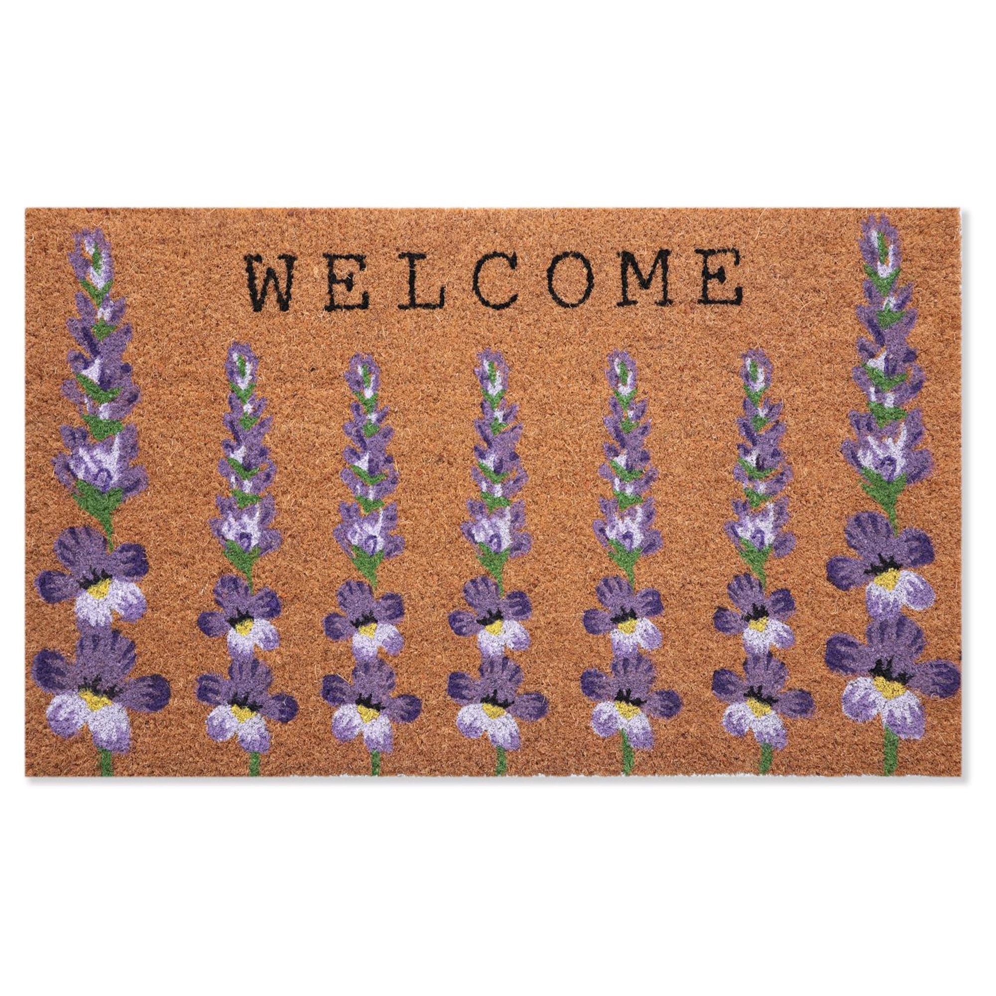 First Concept 18 in. W X 30 in. L Natural Floral Coir Door Mat