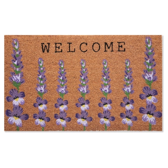 First Concept 18 in. W X 30 in. L Natural Floral Coir Door Mat