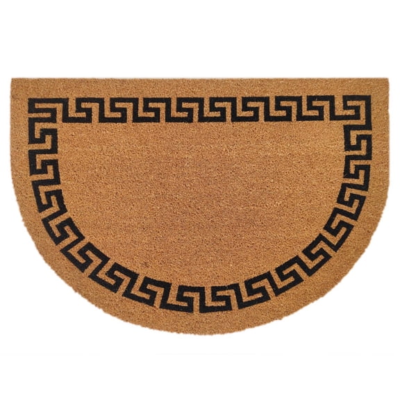 First Concept 24 in. W X 36 in. L Black/Brown Greek Key Coir Door Mat