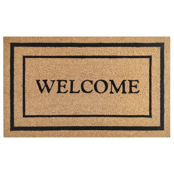 First Concept 18 in. W X 30 in. L Black/Brown Welcome Coir Door Mat