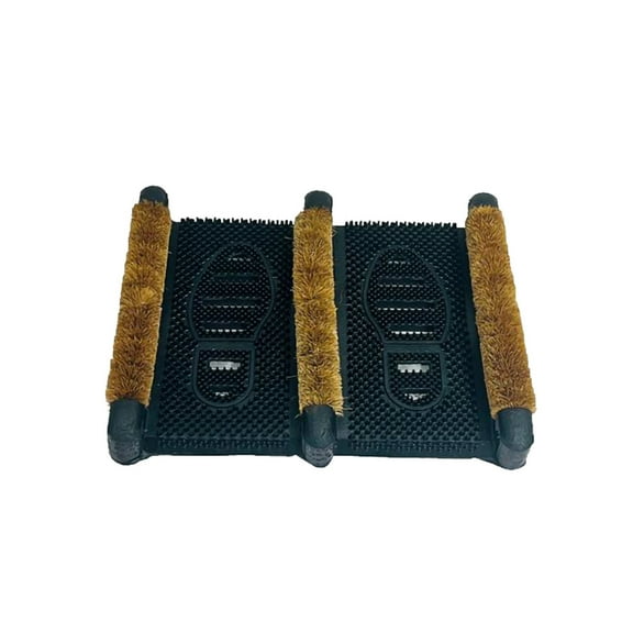 First Concept Black Coir and Rubber Indoor and Outdoor Boot Scraper, 16" x 12", Non-Slip Backing